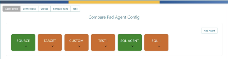 Agent Setup — Configure source, target, and custom agents