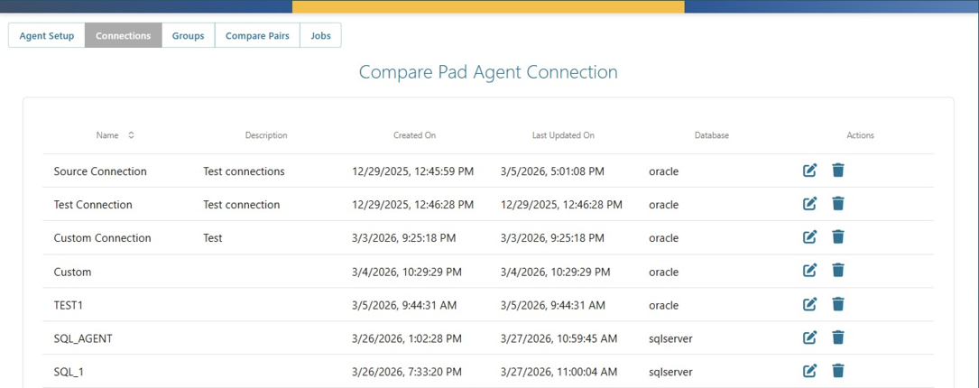 Connections — Manage Oracle and SQL Server database connections